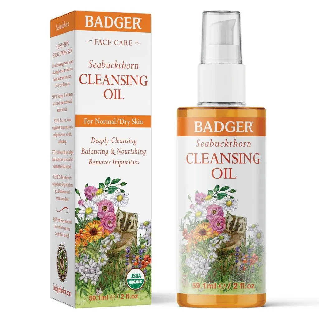 Badger Seabuckthorn Face Cleansing Oil 2 oz Bottle