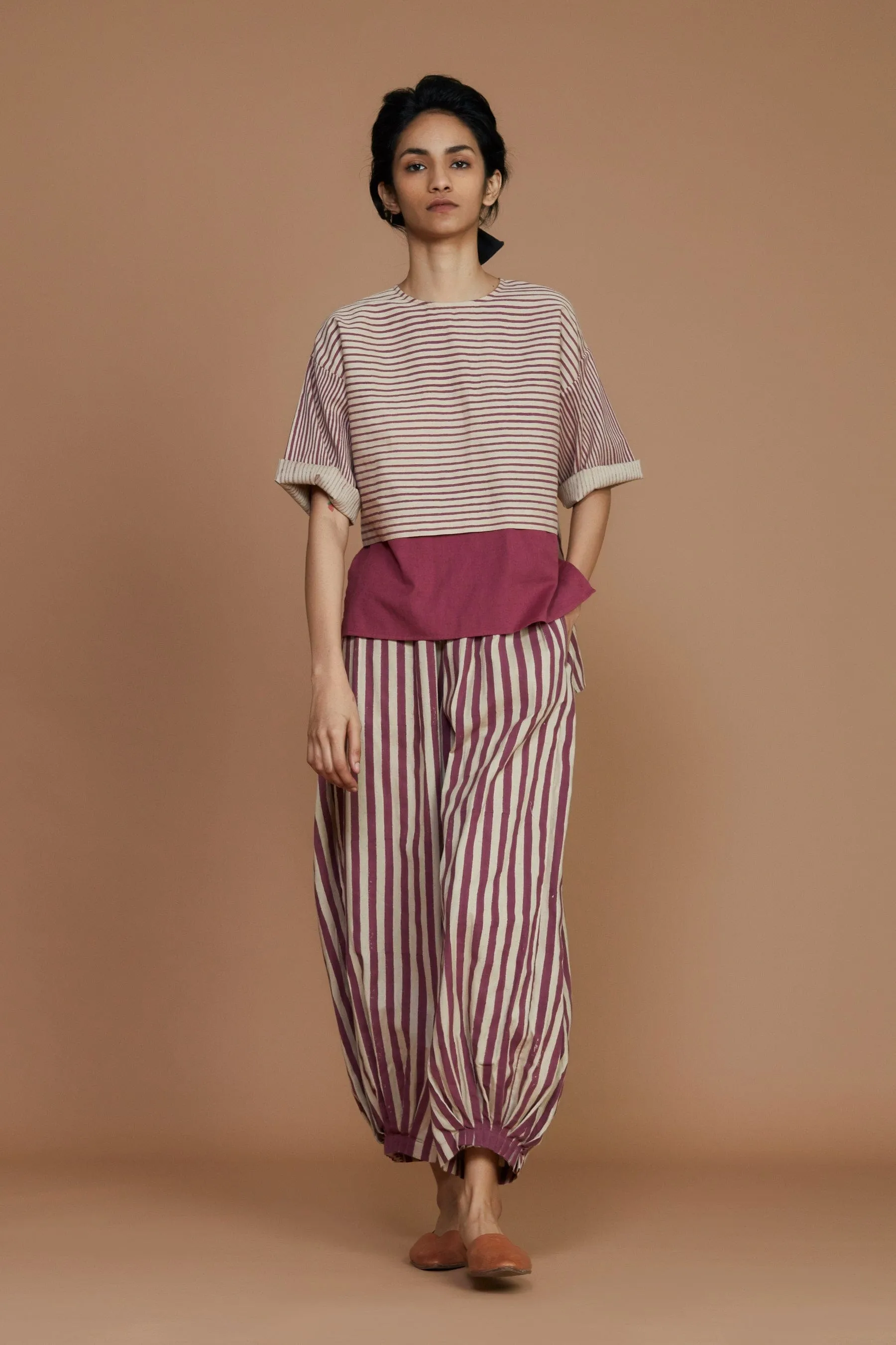 Ivory with Mauve Striped CB Ekin Top