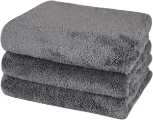 Microfiber Face Towel, 16" x 30", 3-Pack, Dark Grey