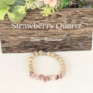 Natural Strawberry Quartz Gemstone Chip Diffuser Bracelet- Love & Romance Bracelet