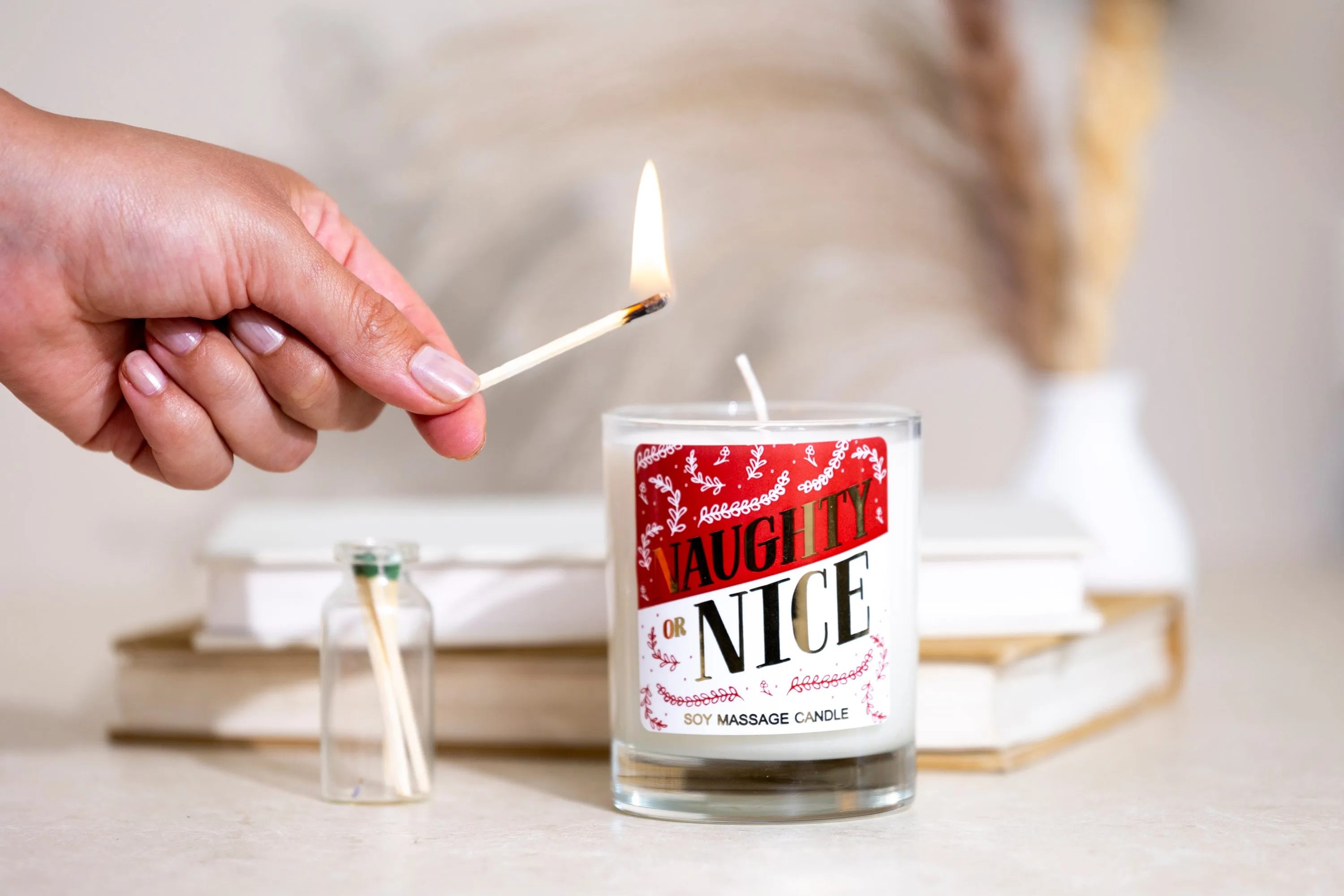 Naughty or Nice Soy Massage Candle