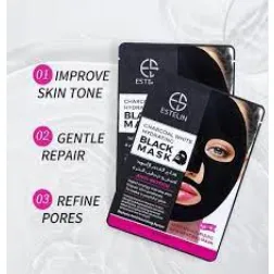 Pack of 5 - Estelin Charcoal White Hydrating Black Mask