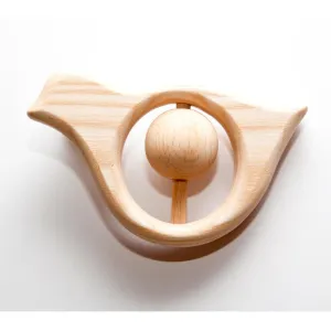 wooden bird rattle teether